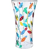 Glass Of Venice Murano Italian Handmade Crystal Bouquet Flower Vase - Multicolor Tree Leaves Branches Design - Made in Venice, Italy 10 Inch Tall