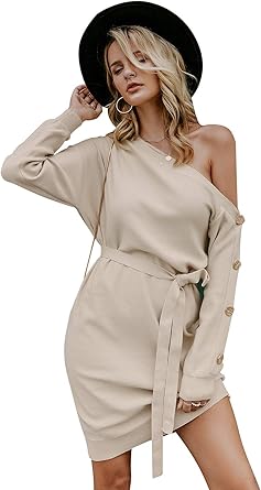 off shoulder midi sweater dress