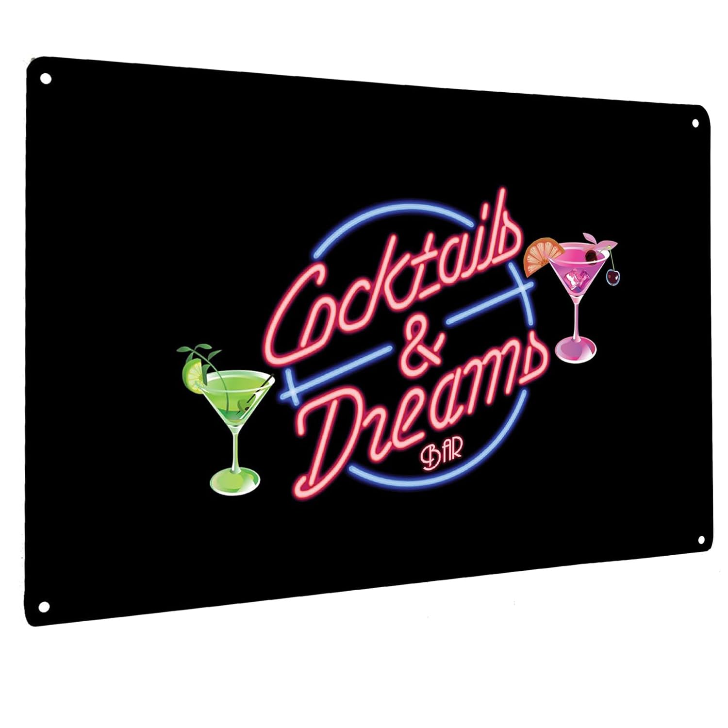 Cocktails & Dreams sign A4 Hom Bar A4 Metal Sign, home bar accessories