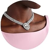 RAUCHBE Chunky Rhinestone Choker Necklace for Women Large Silver Crystal Necklaces Wedding Necklaces for Brides Prom Jewelry