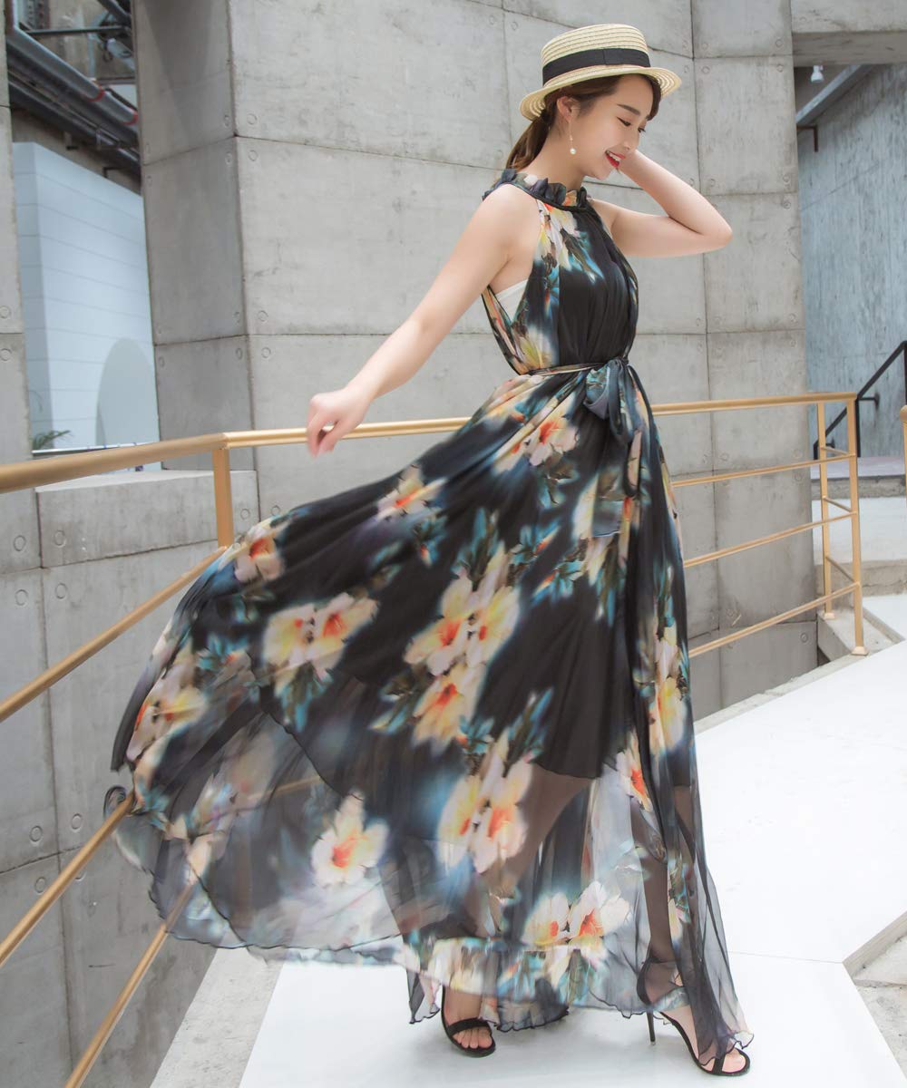 medeshe women's chiffon floral holiday beach bridesmaid maxi dress sundress Womens Women's Light Blue Suit