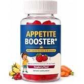 Appetite Booster for Kids, Raspberry Pectin Gummies with Hawthorn, 60 Count | Kids Appetite Booster Gummies with Carrot Extract &amp; Bromelain | Picky Eater Mealtime &amp; Digestive Support | Ages 4+