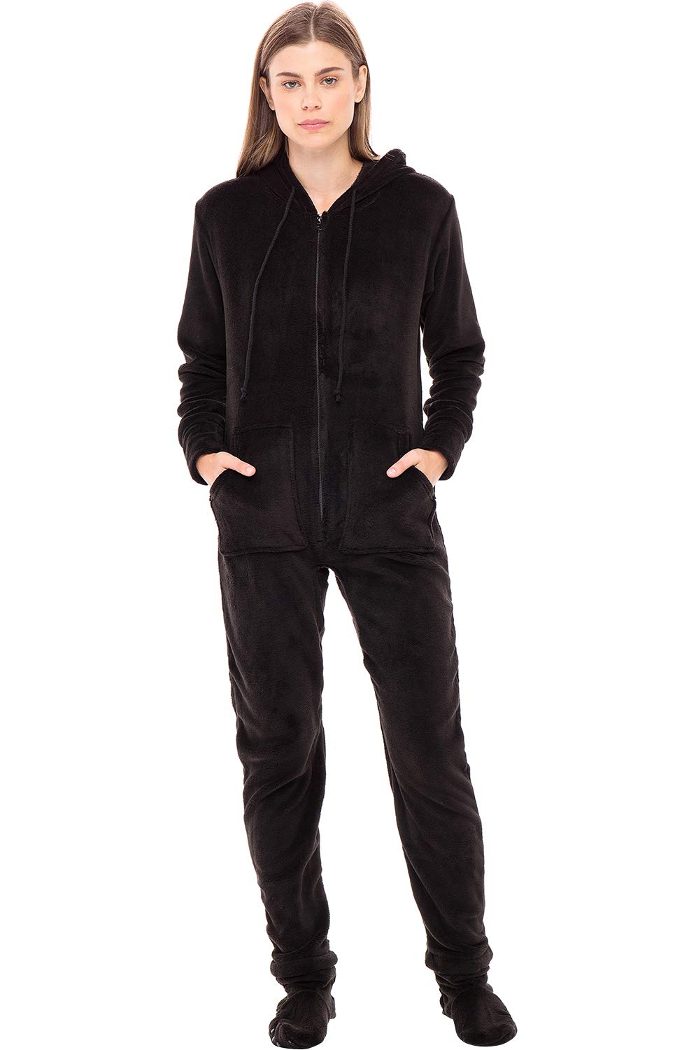 Alexander Del Rossa Womens Warm Fleece One Piece Footed Pajamas
