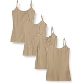 Amazon Essentials Women's Slim-Fit Camisole for Layering and Everyday Wear, Pack of 4