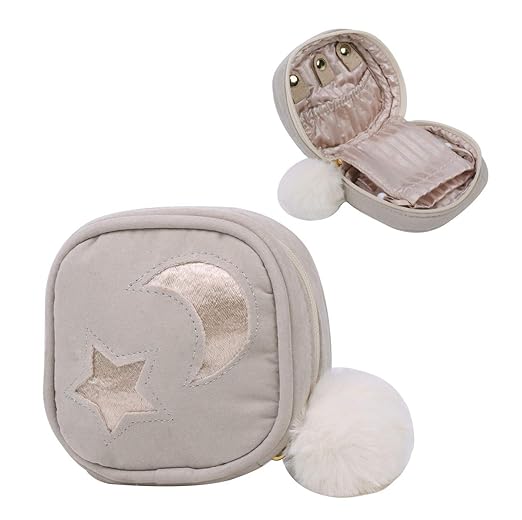 Amazon Co Jp 携帯用 2段式 鏡付 ベージュ 星月 ジュエリーケース