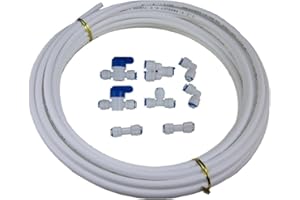 LIIMEVVON Lemoy 1/4" Quick Connect Water Purifiers Tube Fittings for RO Water Reverse Osmosis System（Ball Valve+Y+L+I+T Type）+5 meters（15 feet） tubing hose pipe（white） for RO Water Reverse Osmosis System