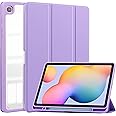 KuRoKo Galaxy Tab S6 lite 10.4 2022/2020/2024 Case with Pen Holder- Lightweight Shockproof Cover with Clear Transparent Back Shell for Galaxy Tab S6 lite 10.4 SM-P610/P613/P615/P619/P620-Purple
