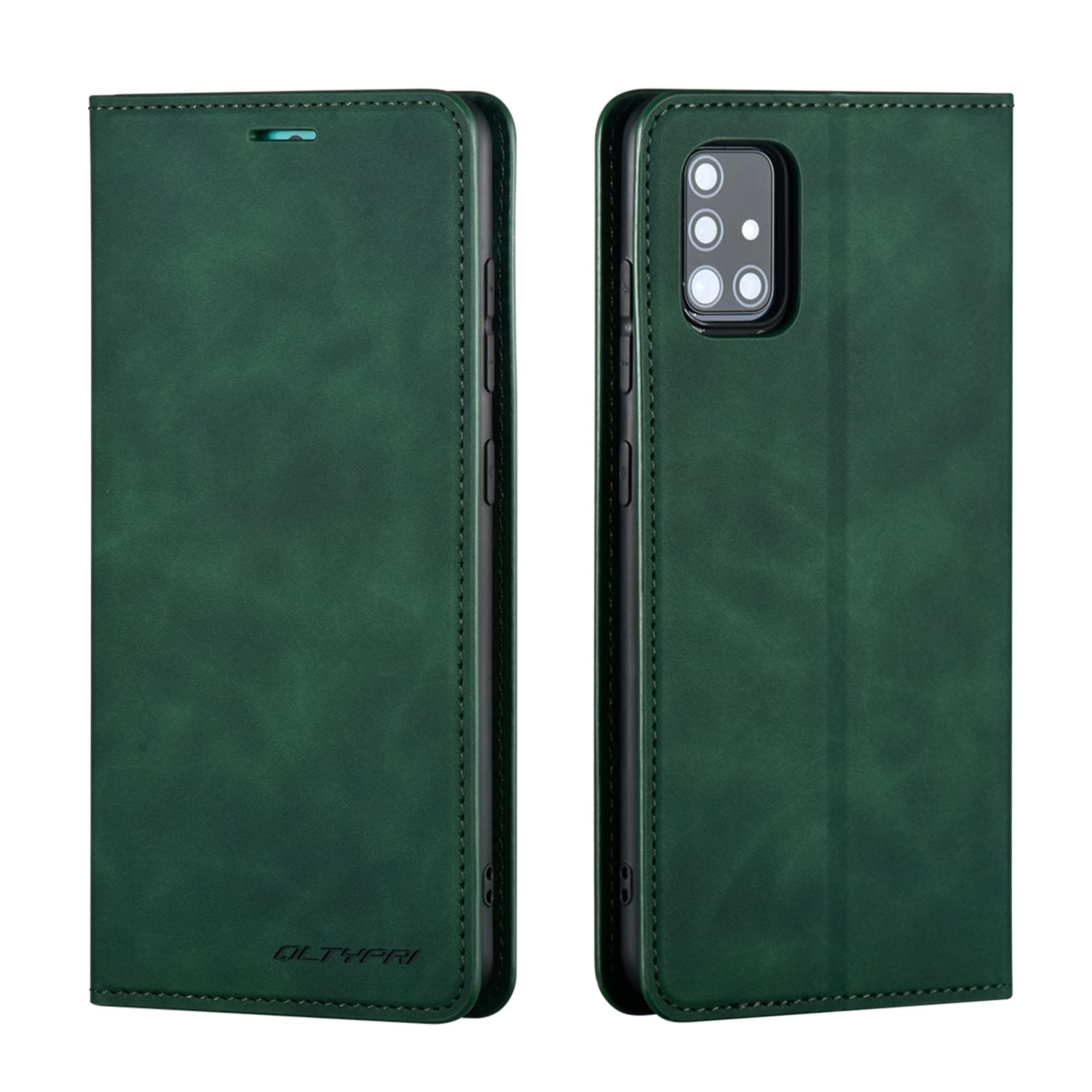QLTYPRI Case for Samsung Galaxy A52 4G/5G/A52S 5G, Premium PU Leather Cover TPU Bumper with Card Holder Kickstand Hidden Magnetic Adsorption Flip Wallet Case Cover for Samsung Galaxy A52/A52S 5G-Green