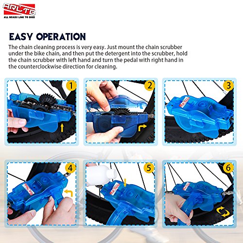 Arltb Bike Chain Scrubber Chain Brush Chain Gear Cleaner Bicycle Clean Tool Set Bike Maintenance Care Cleaner Accessories for Cycling Bikes Road Bikes Mountain Bikes MTB (Blue)