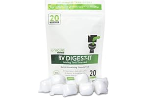 Unique RV Digest-It Black Water Tank Treatment - Concentrated Drop In Pods RV Toilet Treatment - Eliminates Odor, Liquifies Waste, Prevents Sensor Misreading, CA Approved (20 Pods)