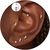 BLUEELM Flat Back Helix Piercing Jewelry, Tiny Threadless Flatback Stud Earrings 20G/18G/16G Titanium Cartilage Star Tragus Earrings Set Hypoallergenic Small Nose Conch Piercing Jewelry