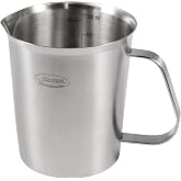 Newness 2 Cup Stainless Steel Measuring Cup, Metal Measure Cup, 16 Oz,0.5 L | [Insulated Handle, V-Shaped Spout] 304 Stainless Steel Metal Measuring Cup, 3 Scales (OZ/Cup/ML),Dishwasher Safe,Easy to Read