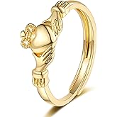 Adjustable Claddagh Ring for Women, Minimalist Celtic Knot Ring for Women, Irish Promise Wedding Band, Silver/Rose Gold Plated/Gold Plated Women Band Ring Size 6-10