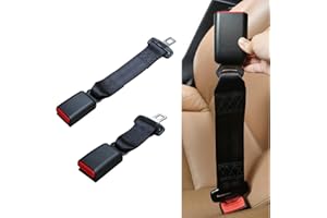 2 car seat Belt Extensions, Black, ABS Plastic Metal Buckle, 36cm Long, Durable Fabric, Universal Vehicle Safety Extension