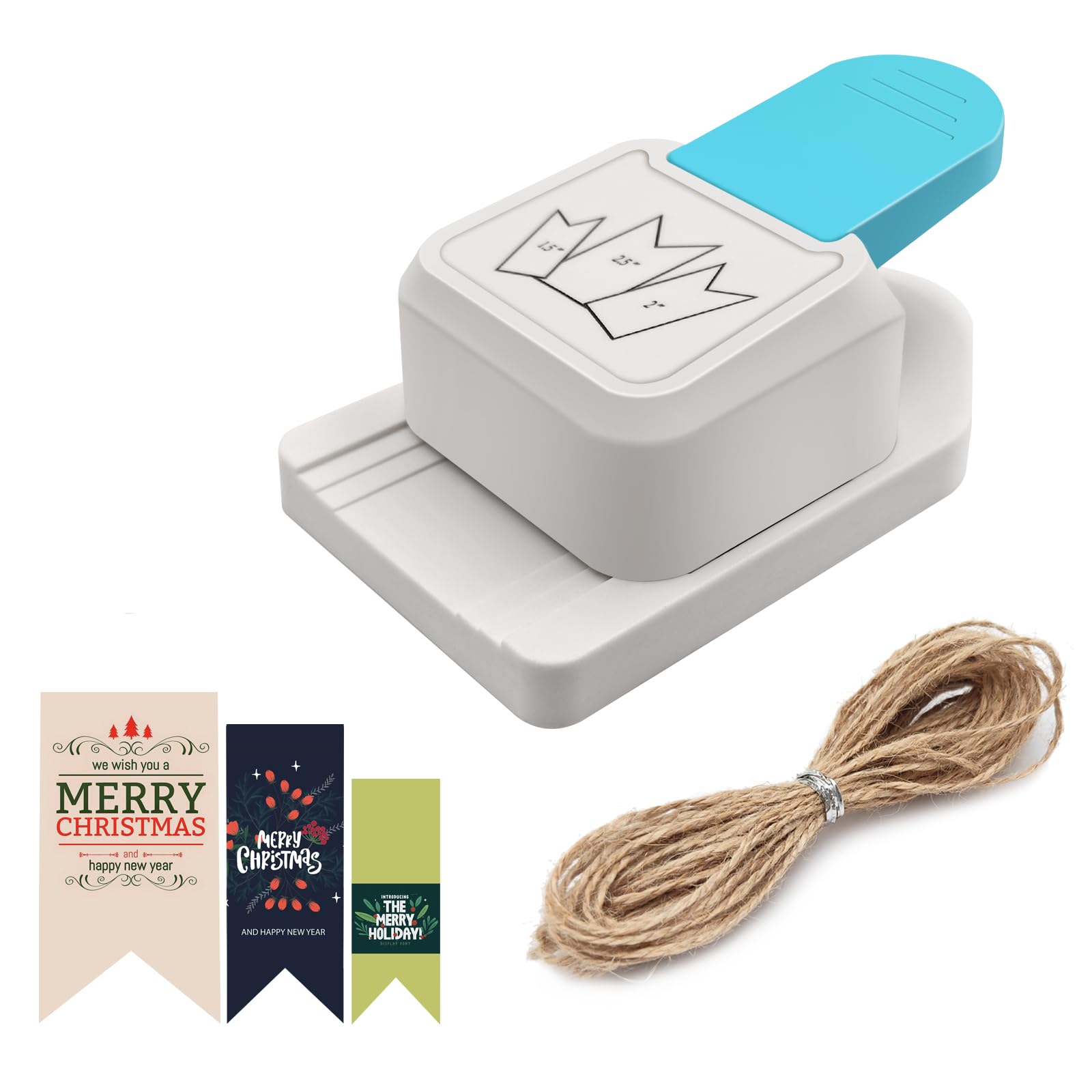 Photo 1 of 3 in 1 Craft Tag Punch Gift Tag Paper Punch?Paper Craft Tag Punch 1.5" 2" 2.5" with 1 Roll Hemp Rope 32.8 Feet Triangle Shape Small Hole Punch for Paper Crafting Scrapbooking Cards DIY Arts Crafts