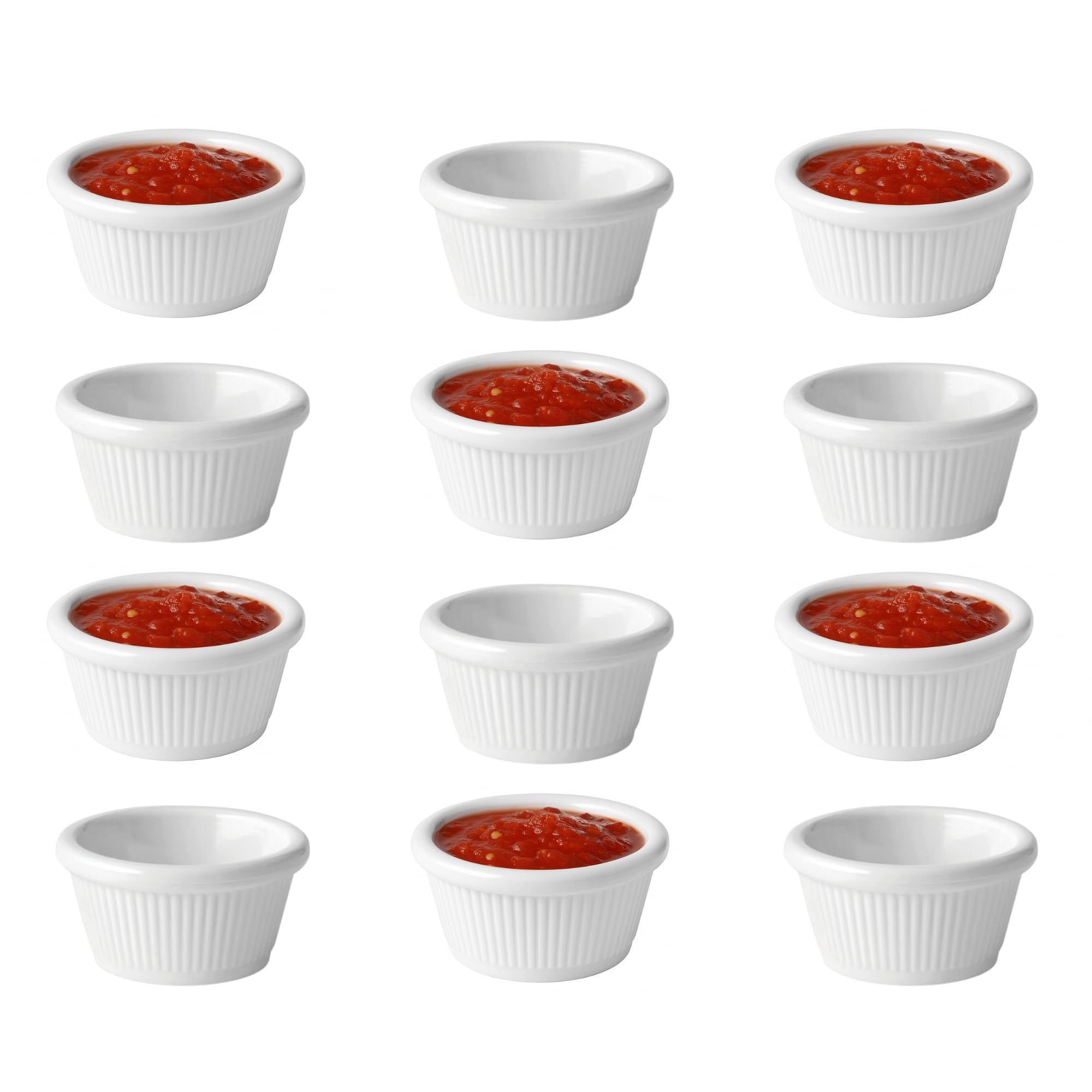 Utopia Fluted Melamine Ramekins 2oz White, Pack of 12