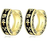 POPLYKE Black Celtic Knot Hoop Earrings 925 Sterling Silver Small Vintage Gothic Punk Rock Hoop Earrings Men…