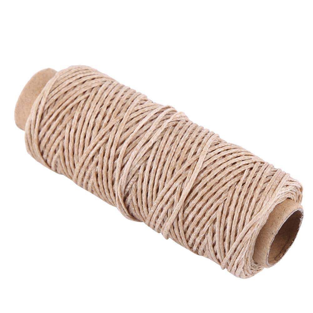 Waxed Leather Sewing Thread Cord, 1mm, 150D, Khaki, 50m Length, for Hand Stitching Shoes and Crafts