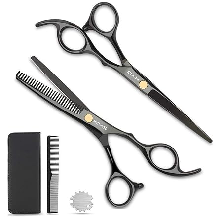 Haarschere Set KYG Friseurscheren 2 scharfe Effilierscheren präzise Haarschnitte rostfrei edelstahl mit 1 Kamm 16.5cm für jed