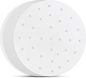 Air Fryer Parchment Paper, Set of 200, 10 Inch Air Fryer Bamboo Liners Perforated Parchment Paper Round Parchment Paper for Air Fryer, Steaming Basket and More(5/6/7/8/9inch Available)