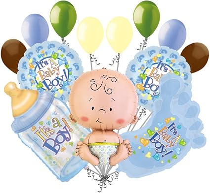Amazon Com 13 Pc Its A Boy Baby Shower Balloon Bouquet Party