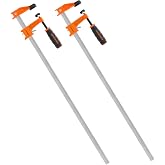 Jorgensen 24" Medium-Duty Steel Bar Clamp Set, 600 lbs Load Limit, 2-Pack | F Clamps for Woodworking, Metalworking and DIY Projects