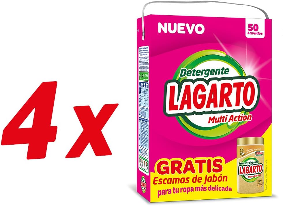 Lagarto Detergente Lavadora + Bote Escamas Jabon - Paquete de 4 x ...