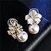 XZP Women's Fashion Earring Gifts Simulated Pearl Flower Stud Earrings with Crystal for Women