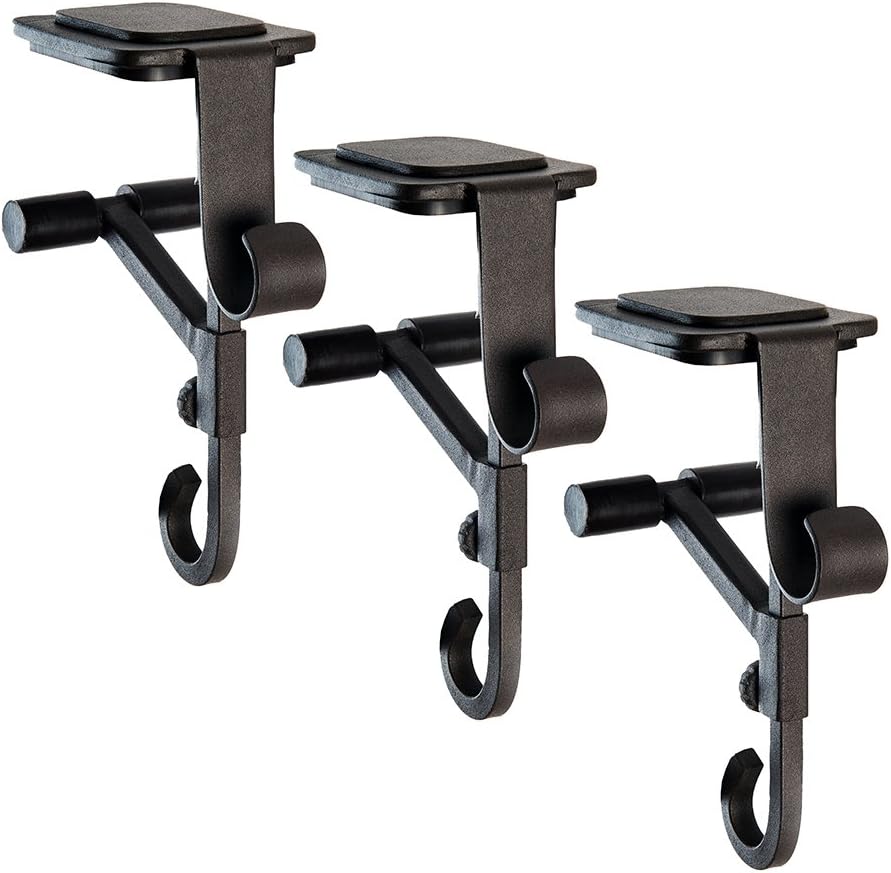 Ornament Hooks - [Fireplace Stocking and Garland Hanger] - Each Mantle Holder Has Two Hooks for Dual Purpose - Hold Christmas Stocking and Hang Garland - Durable Wrought Iron - Padded Contact Points (2 Pack - Brown)