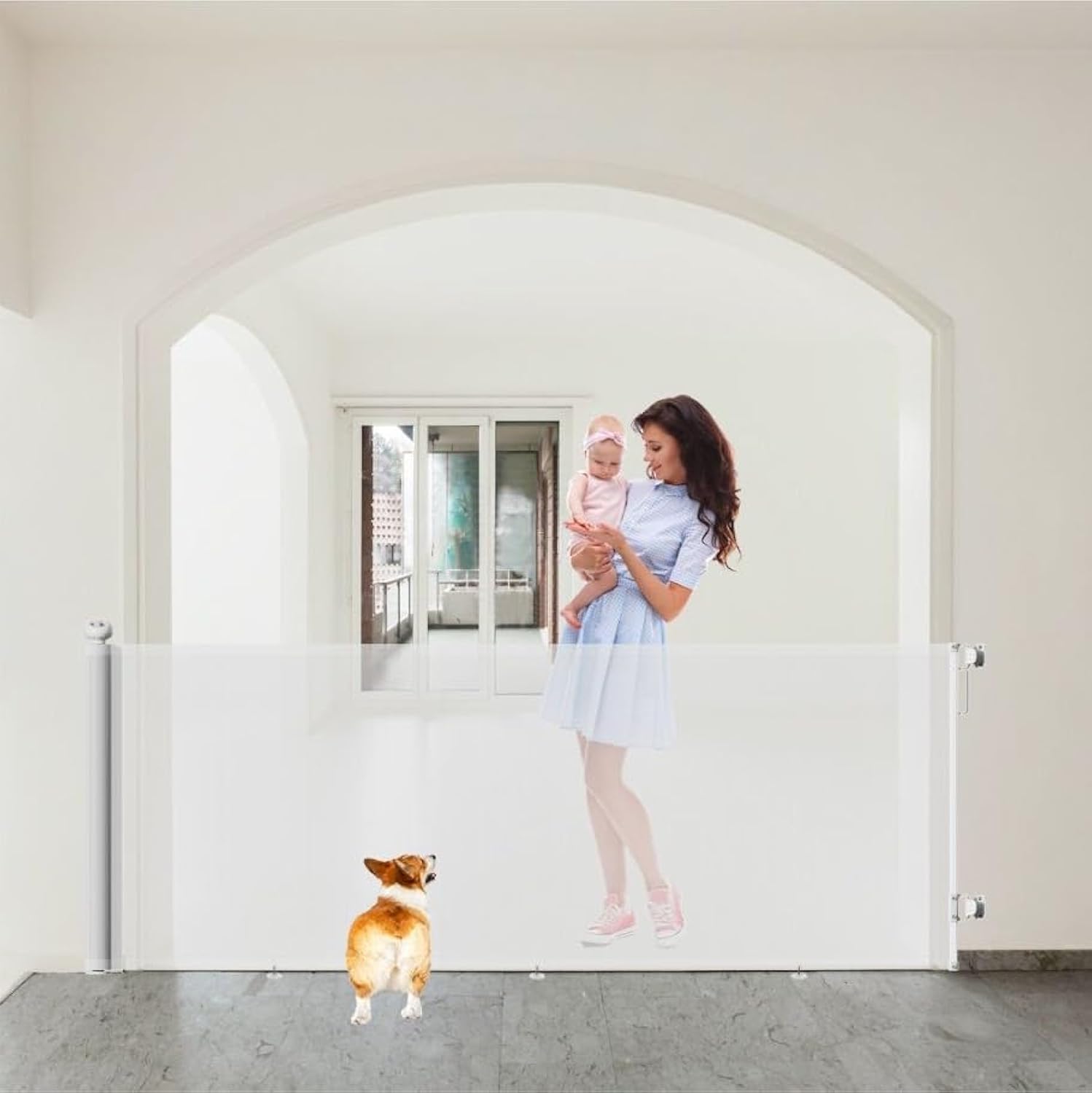 START AND DRIVE Retractable Baby Gate Extra Wide up to 2.5 Meters, Stair Safety Gate Roll for Babies and Pets, dogs, Extendable Barrier Gates (White, 250 CM)