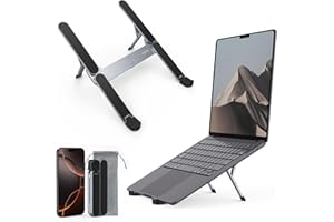 SODI [Ultra Compact] Foldable & Portable Laptop Stand for Desk, Lightweight Tablet Stand for Business Travel, Library, Cafe, 6 Level Height Ergonomic Aluminum Computer Holder for 10-16" Laptops