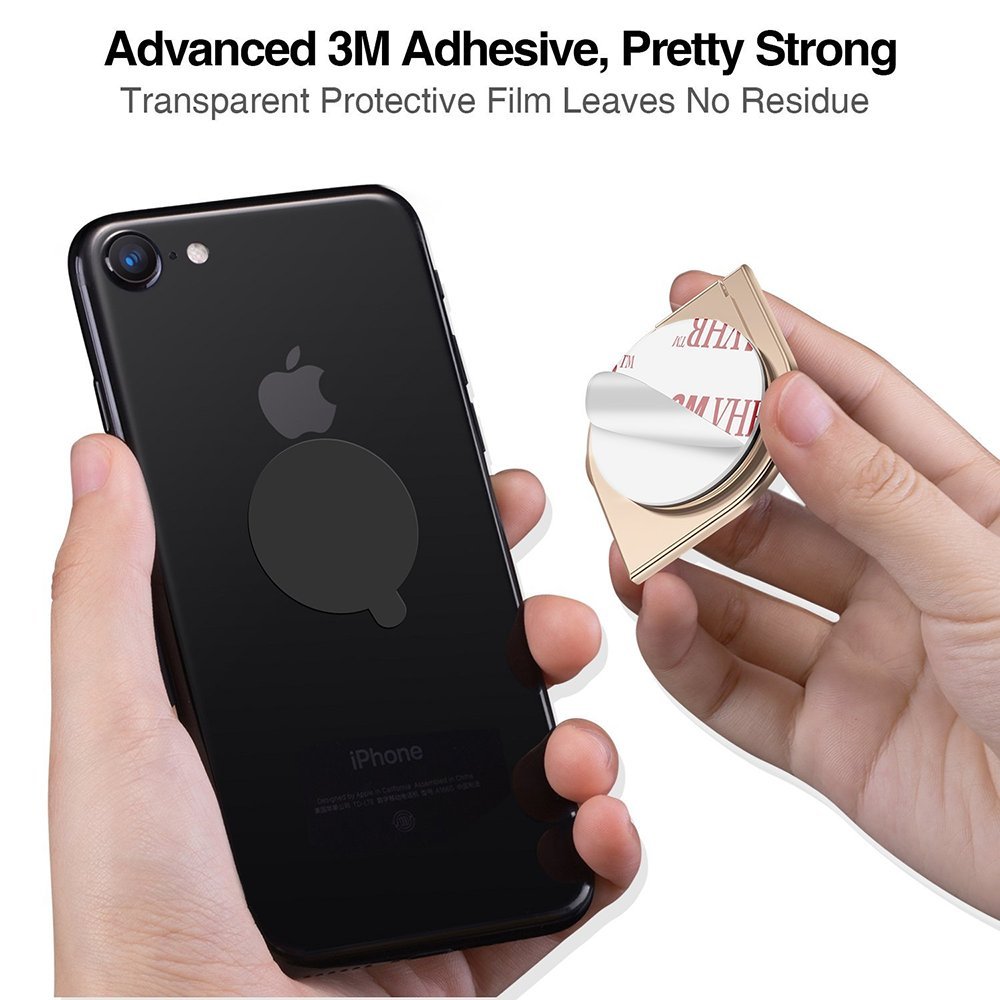 Finger Ring Phone Grip, HIKIN Cell-Phone Knob Key Rings Button Mount/Stand/Holder/Catch/Handle For iPhone X 8 7 Galaxy S9 S8 Note8 Friendly With Cases (Gold)