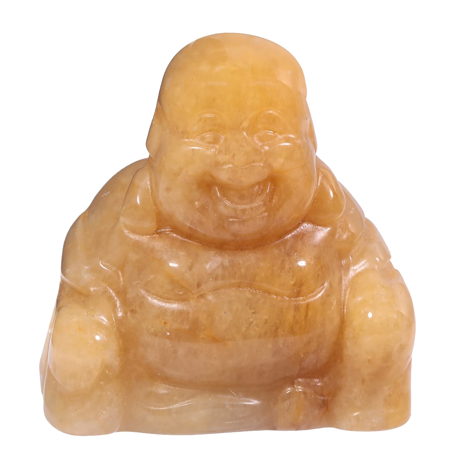 Lovionus89 Hand Carved Crystal Stone Maitreya Buddhism, 1.5 Inch Laughing Happy Buddha Figurine Home Decoration, Yellow Jade