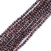 GEM-Inside 2mm Natural Stone Red Tiger Eye Faceted Spacer Small Beads for Jewelry Making 15"