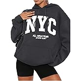 GORGLITTER Women's Oversized Graphic Hoodies Y2k Vintage Long Sleeve Pullover Sweatshirt with Pocket