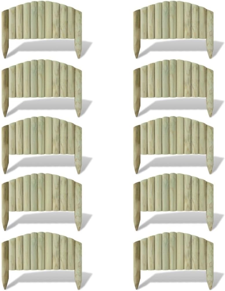 vidaXL 10x Vallas de Borde de Jardín Arqueado de Madera de Pino