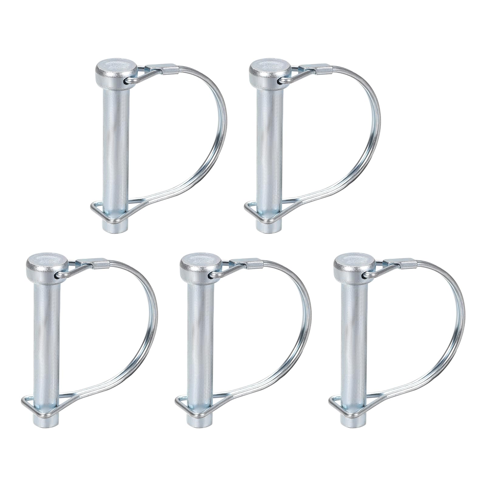 DTGN 10mm x 60mm (DxL) Shaft Locking Pin - 5Pack - Good for Farm Trailers Lawn - Carbon Steel Round Trailer Coupler Pin - Silver Tone