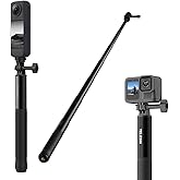 TELESIN 60" Selfie Stick for GoPro, Portable Extended Vlog Invisible Pole for GoPro Hero 13 12 11 DJI Action 6 5 4 DJI Osmo Nano/360 Insta360 X5 X4 Handheld Monopod for Travel, Action Camera Accessory