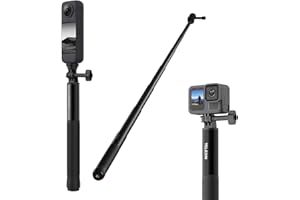 TELESIN 60" Selfie Stick for GoPro, Portable Extended Vlog Invisible Pole for GoPro Hero 13 12 11 DJI Action 6 5 4 DJI Osmo Nano/360 Insta360 X5 X4 Handheld Monopod for Travel, Action Camera Accessory