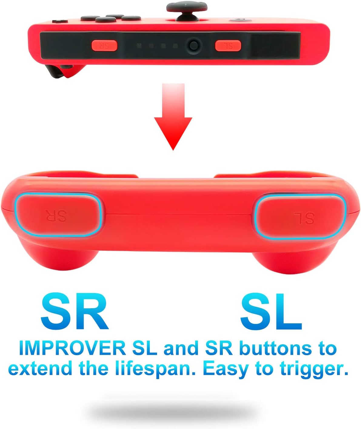 FastSnail Grips Compatible with Nintendo Switch Joy-Con, Wear-Resistant Handle Kit Compatible with Switch Joy Cons Controllers, 2 Pack (Blue and Red): Computers & Accessories