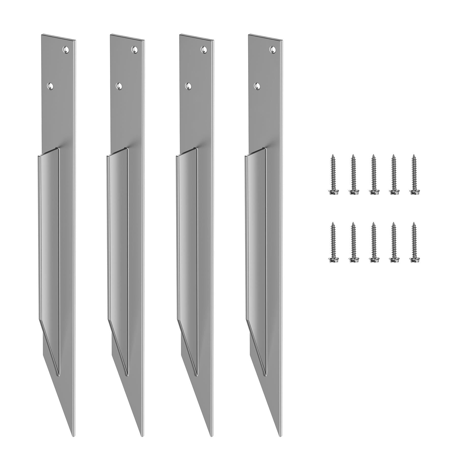 Forever Speed 4pcs Fence Post Anchor Ground Spike Wooden Post Anchor Ground Spike,Windproof&Rainproof,Swing Ground Anchor for Kids Swing,Wooden Post,Fence,Play Tower