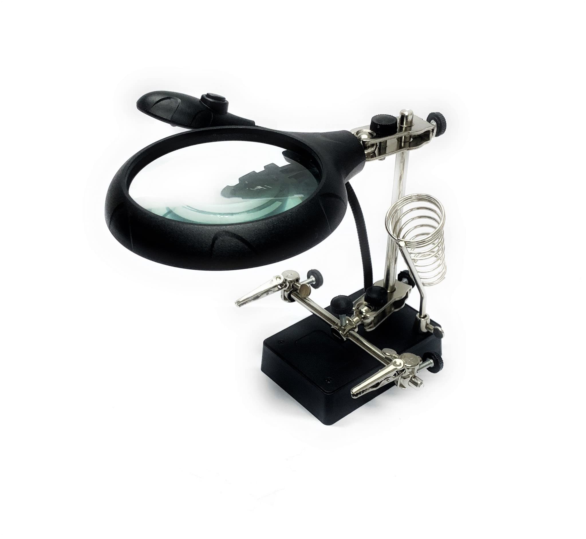 LEOFLA Table Magnifier with Led Light and Arms Pliers Support Third Hand, Variable, Media