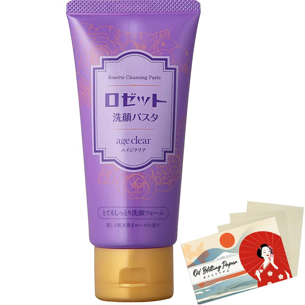 Rosette Face Wash Age Clear Cleansing Pasta AG 120g - Very Moist Blotting Paper Set