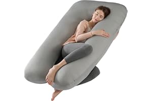 Amagoing Cooling Pregnancy Pillow for Sleeping, 55 inch U Shaped Full Body Maternity Pillow Support for Back, Hip, Belly, Legs for Pregnant Women, Removable Cooling Cover, Pregnant Women Must Have