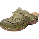 Toumov Mules for Women with Arch Support Comfortable Slip On Closed Toe Sandals Orthopedic Diabetic Slippers Casual Wedge Platform Slipper No Slip Walking Clogs for Indoor Outdoor