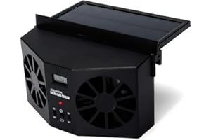 RILOER Solar Powered Car Window Fan - Universal Solar Car Front/Rear Window Exhaust Fan Car Window Cooler Fan Air Ventilator Exhaust Radiator, Eliminate Smell (Black)