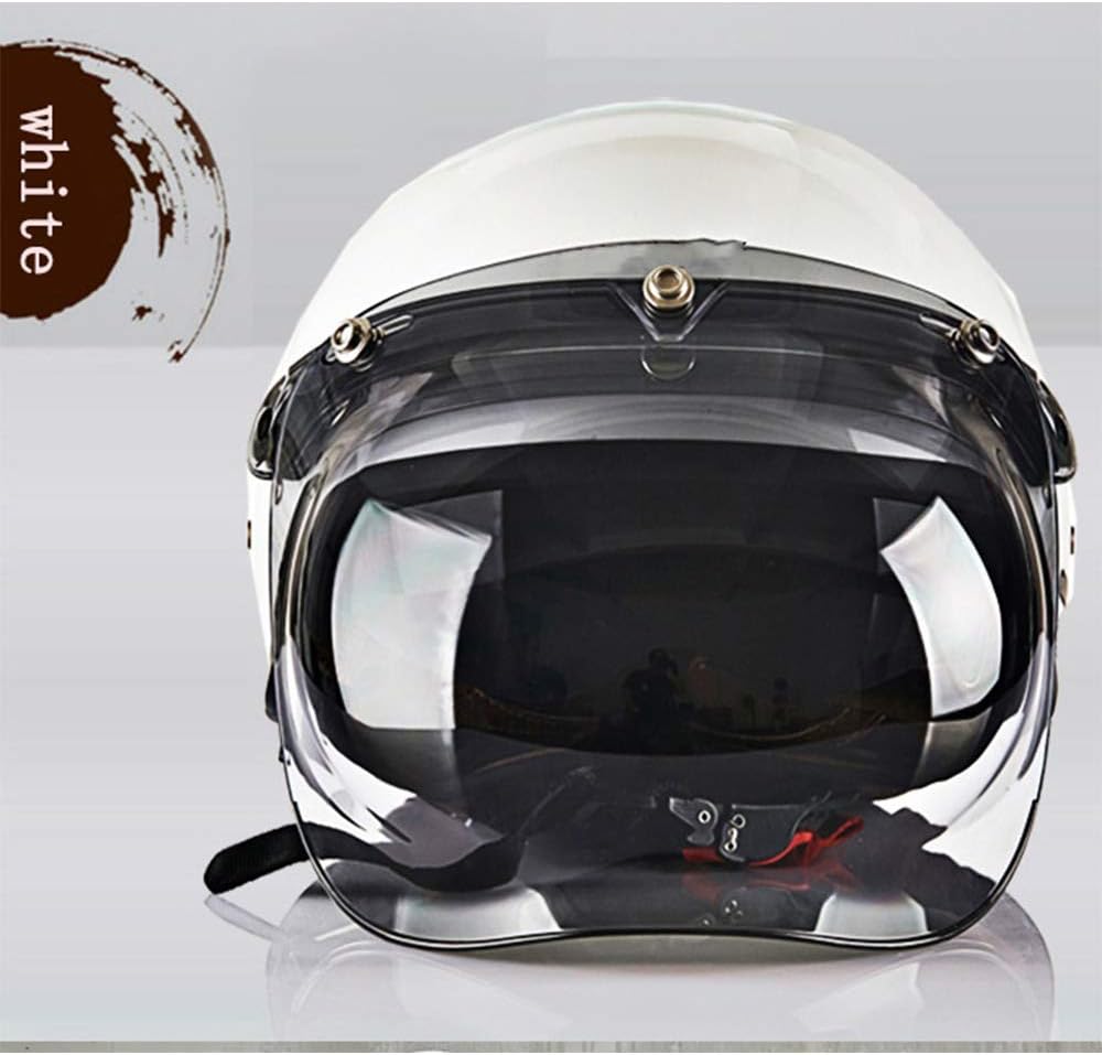 Summer Jet Helmet Half Helmets,Carbon Fiber Casing,Unisex Open Face Vintage Motorcycle Helmet DOT/ECE Certified,White,L