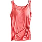 Womens Modal Built-in Bra Padded Camisole Yoga Tanks Tops
