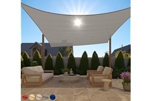 GORILLA GRIP Heavy Duty Sun Shade, UV Protection Fade Tear and Rust Resistant Rectangle Sunshade Canopy, Curved Edges Blocks Sunlight, Breathable Sail, Outdoor Patio, Lawn Garden 12x12 FT Gray