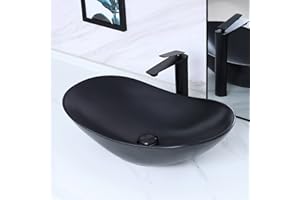 Davivy 24.5'' X 13.8'' Large Matte Black Oval Vessel Sink with Pop Up Drain,Boat Shape Bathroom Vessel Sink,Matte Black Bathr